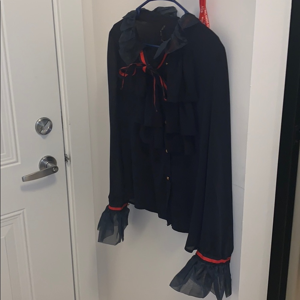 Ruffled button down shirt